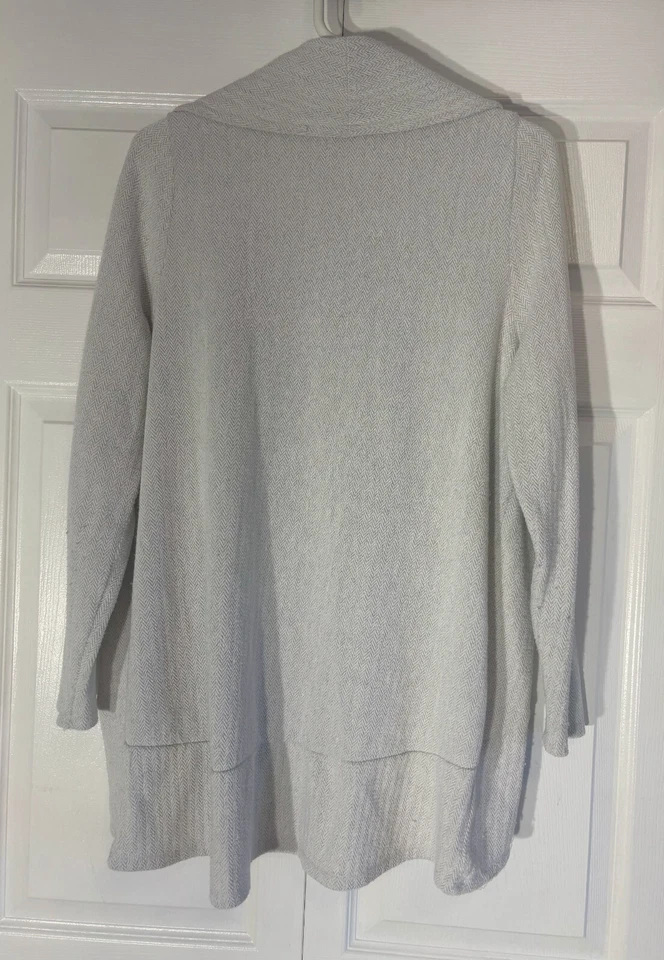 Maurices Cardigan Sweater Women's 1X White Herringbone Polyester Knit Open Front - Image 2 of 4