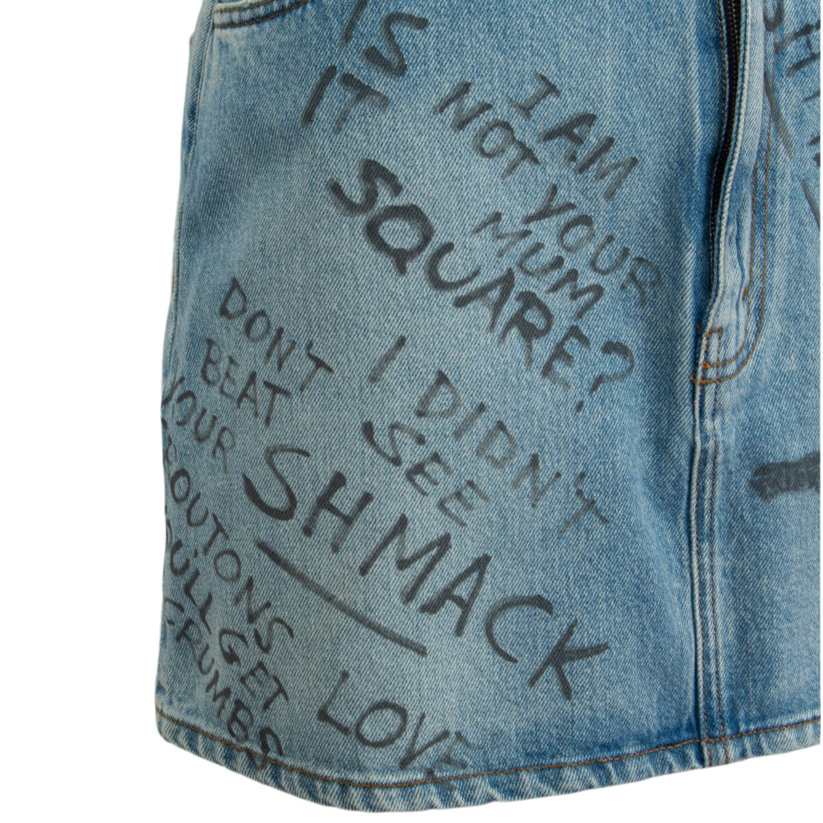 64256 auth GUCCI blue washed cotton SCRIBBLED WRITING Denim 64256 auth GUCCI blue washed cotton SCRIBBLED WRITING Denim