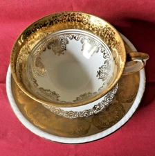 RW Bavaria Gold Gilt Demitasse Teacup/Saucer Gold Decorated Made in Germany