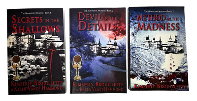 lot of 3 SIGNED pb books by Kimberly Brouillette THE MONASTERY MURDERS 1-3 ghost
