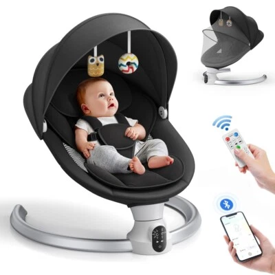 IXDREGAN Babywippe Elektrisch - App & Fernbedienung Mit 3 Timer 5-Gang 10 Musik Bluetooth
