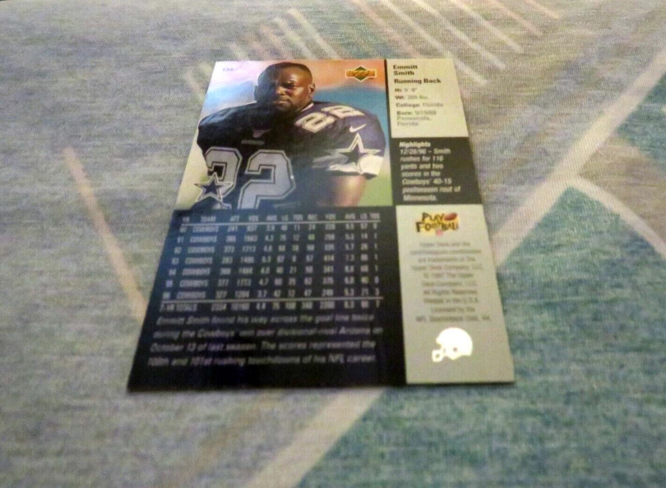 Emmitt Smith 1997 Upper Deck Game Date Football Card - Image 2 of 2