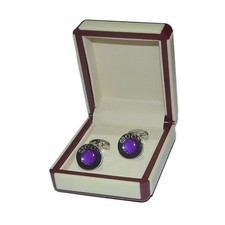 Art Deco Engraved Purple Groom Cufflinks EXCLUSIVE - X2DLW001