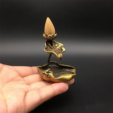 Brass Lotus Incense Cone Holder Mini Charm Ornament for Spa Yoga Home Decor
