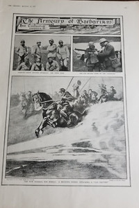 {#1959} The NEW NOSEBAG FOR HORSES: A MOUNTED PATROL ATTACKING A "GAS FACTORY"