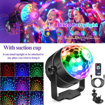 Magic Disco Party Ball Light With Suction cup USB RGB KTV Lights Strobe +Remote