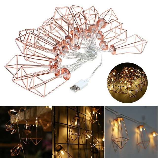 rose gold geometric fairy lights