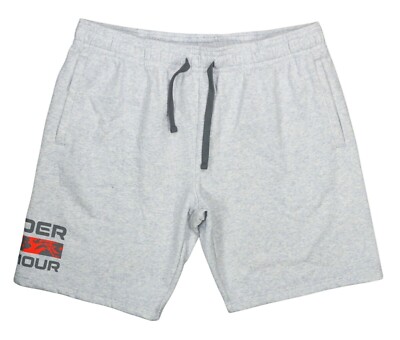NEW Mens Under Armour Rival Fleece Logo Print Athletic Shorts XXL Gray