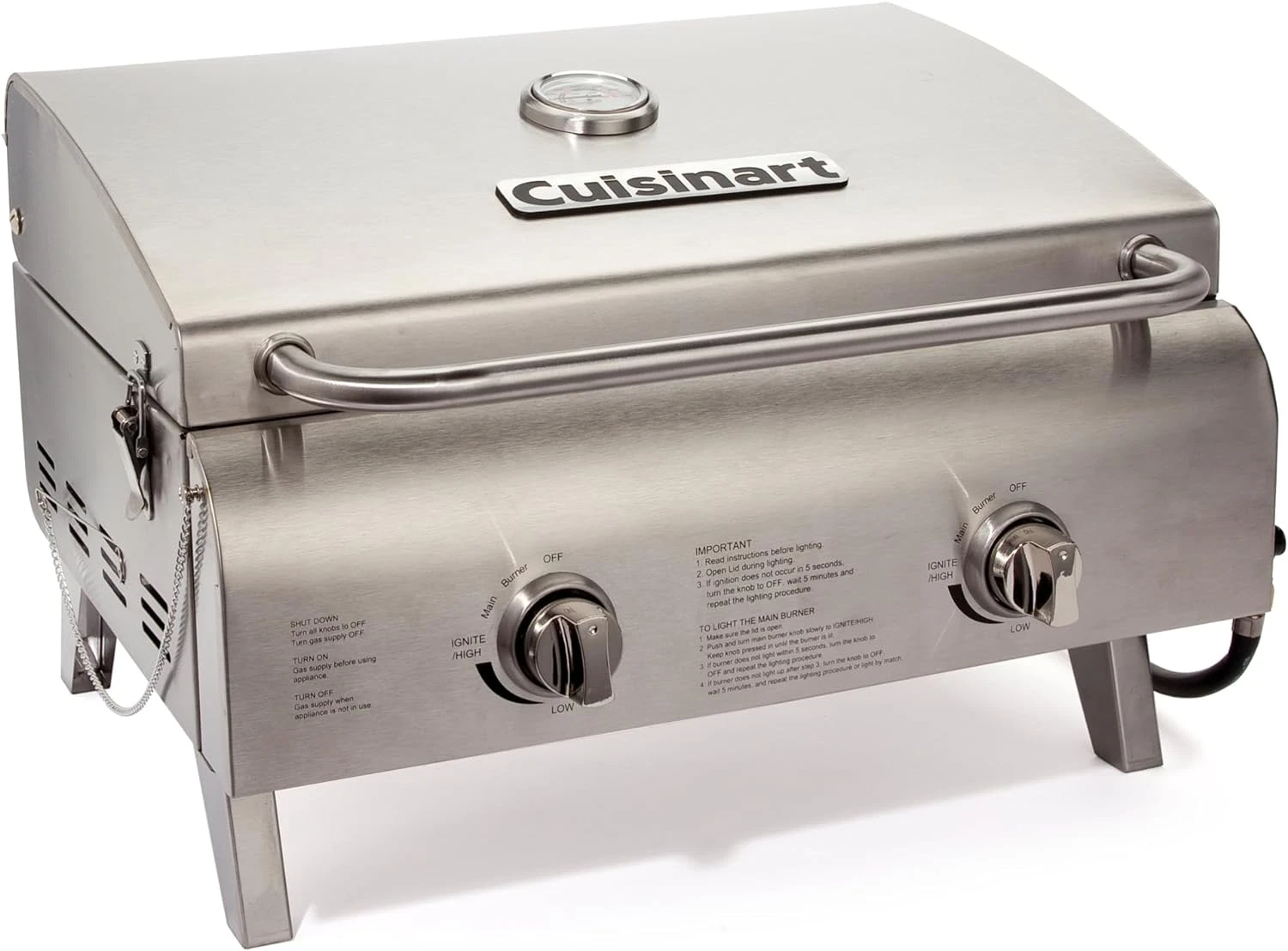 Chef's Style Portable Propane Tabletop Professional Gas Grill Stainless Steel
