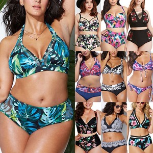 high waisted floral bathing suit