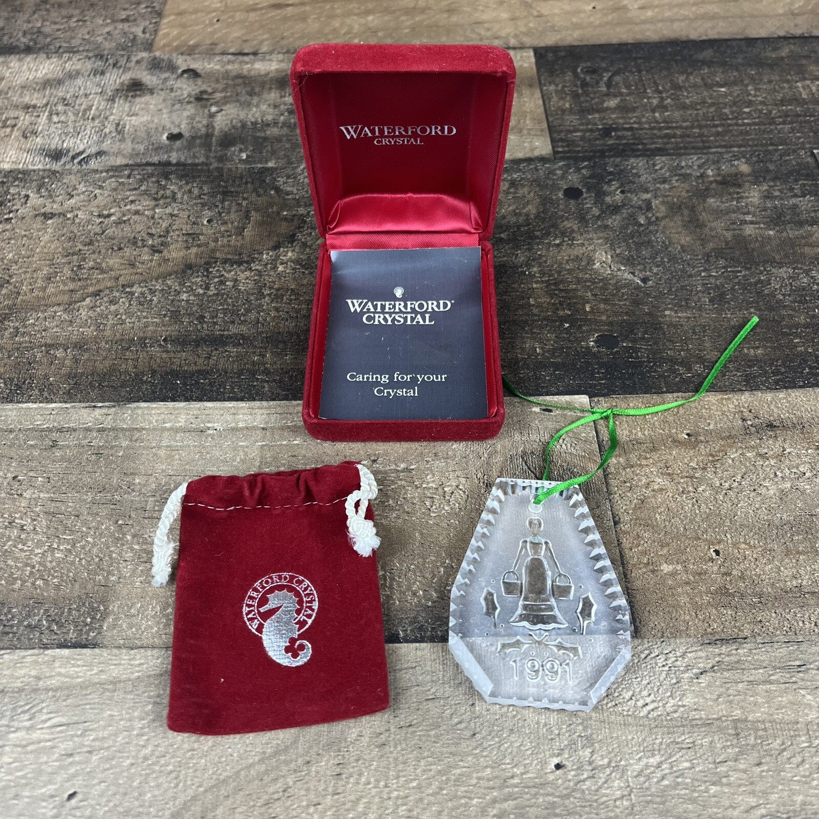 Waterford Crystal 8 Maids a Milking 1991 Christmas Ornament in Box