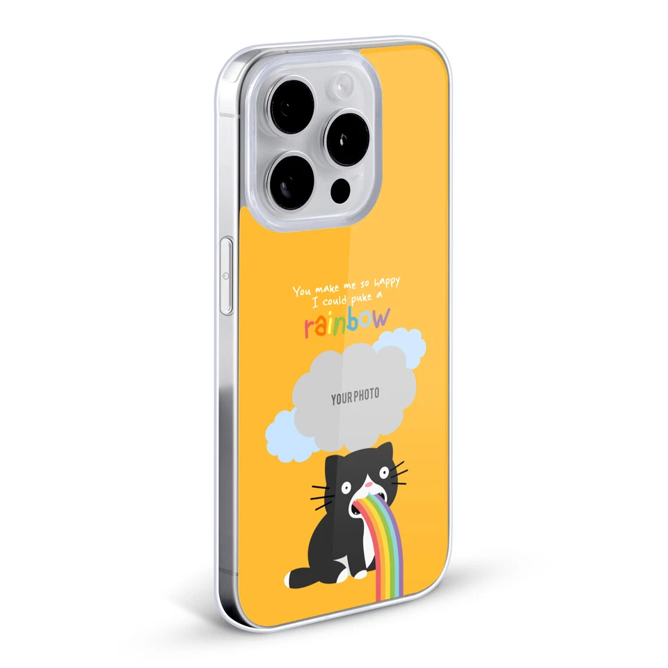 CUSTOM CUSTOMISED PERSONALISED RAINBOW PUKE GEL CASE FOR APPLE iPHONE PHONES - Image 2 of 4