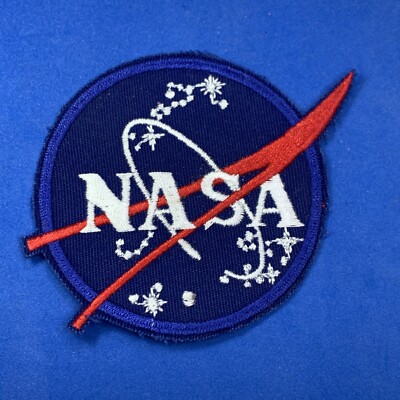 Vtg NASA Emblem Iron On Patch w Stars 3 inch Red White Blue | eBay