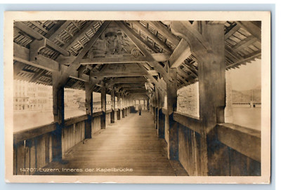 C. 1920 Luzern Inneres Der Kapellbrucke RPPC Postcard F144E