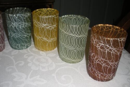 8 Vintage Colour Craft Rubber Spaghetti String JUICE Glasses Tumblers - Picture 3 of 3