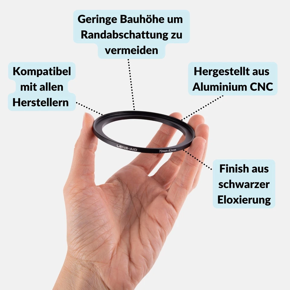 Step Up Ring 43 49 52 58 62 67 72 77mm Rund Filter Adapter Kamera Objektiv ND UV - Bild 3 von 4