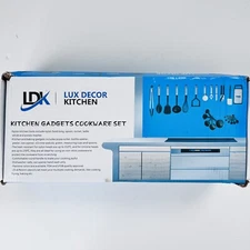 Lux Decor Collection Utensils Set - 23 Pieces Nylon and Stainless Steel Black