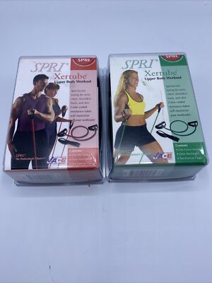SPRI XERTUBE EXERCISE CORD RESISTANCE BANDS 1 Light & 1 Med Resistance Bands NIB