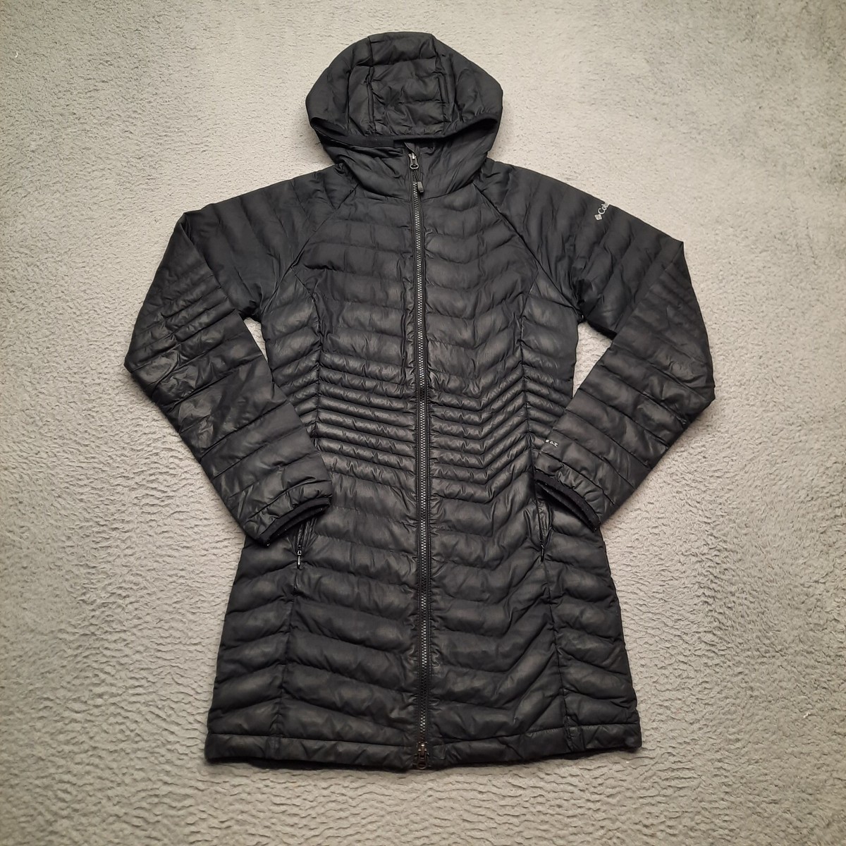 Columbia Powder Lite Jacket Womens XS Black Omni Heat Long Insulated Puffer  Coat