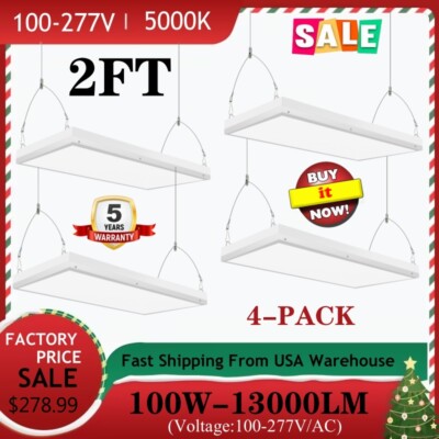 2 FT 100W ETL DLC LED LINEAR HIGH BAY WAREHOUSE COMMERCIAL STORE USE (4-PACK)