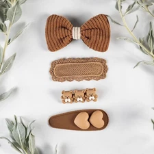 Trotting Trends Cute Fabric Hair Clips Set #4 for Girls, Women, Kids, Baby