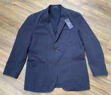 NWT MEN  S STAFFORD SLIM FIT BLUE BUTTON UP COLLARED SPORT COAT SIZE 44 REG