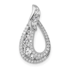 14k White Gold Polished 5/8 Ct Diamond Teardrop Chain Slide Pendant