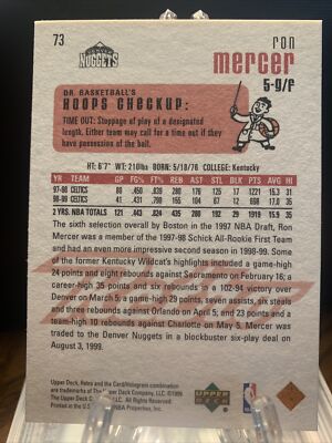 1999-00 Upper Deck Retro Basketball #73 Ron Mercer | eBay