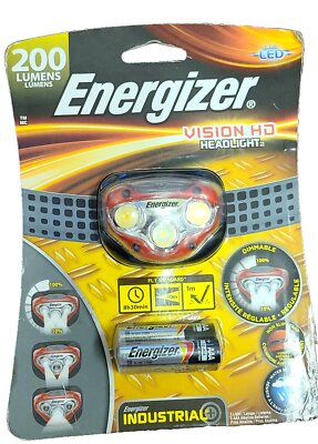 Energizer Vision HD Headlight LED 200 lumens Headlamp Head Torch 3AAA batteries