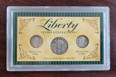 Liberty Coin Collection Mercury Dimes & Standing Liberty Quarter Encapsulated 