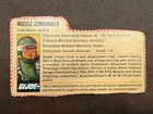 🔴 GI Joe Missile Commander Hawk File card v1 ARAH Vintage