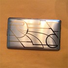 Metal Cigarette Case Silver Tone Geometric Art Deco Design Vintage Collectible