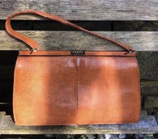 Light Brown Snake Skin Vintage  1940’s Snake Skin Handbag Cute Chunky Handbag