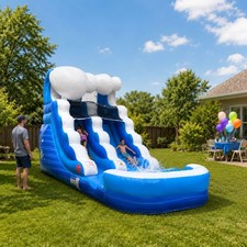 Inflatable Water Slide with Blower 12 ft Commercial Blue Wave Kids Splash Pool