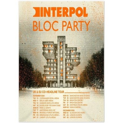 Interpol Bloc Party UK EU Tour 2026 Concert Poster