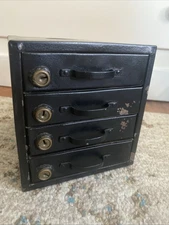 Vintage 4 Drawer Steel 1930s Industrial Table Top Small Parts Cabinet Storage