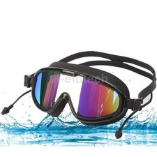 Waterproof Swimming Goggles UV Anti-Fog Swim Glasses w/Earplus Men Women Black