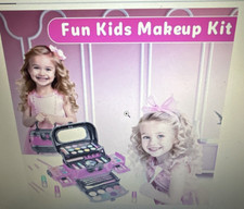 Kids Pretend Play Makeup Kit 58pcs with Eye Shadow, Lipstick, Brushes