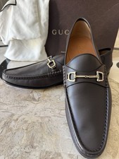 New GUCCI Testa di Moro Horsebit Soft Brown Leather Loafers Shoe UK 13.5 US 13.5