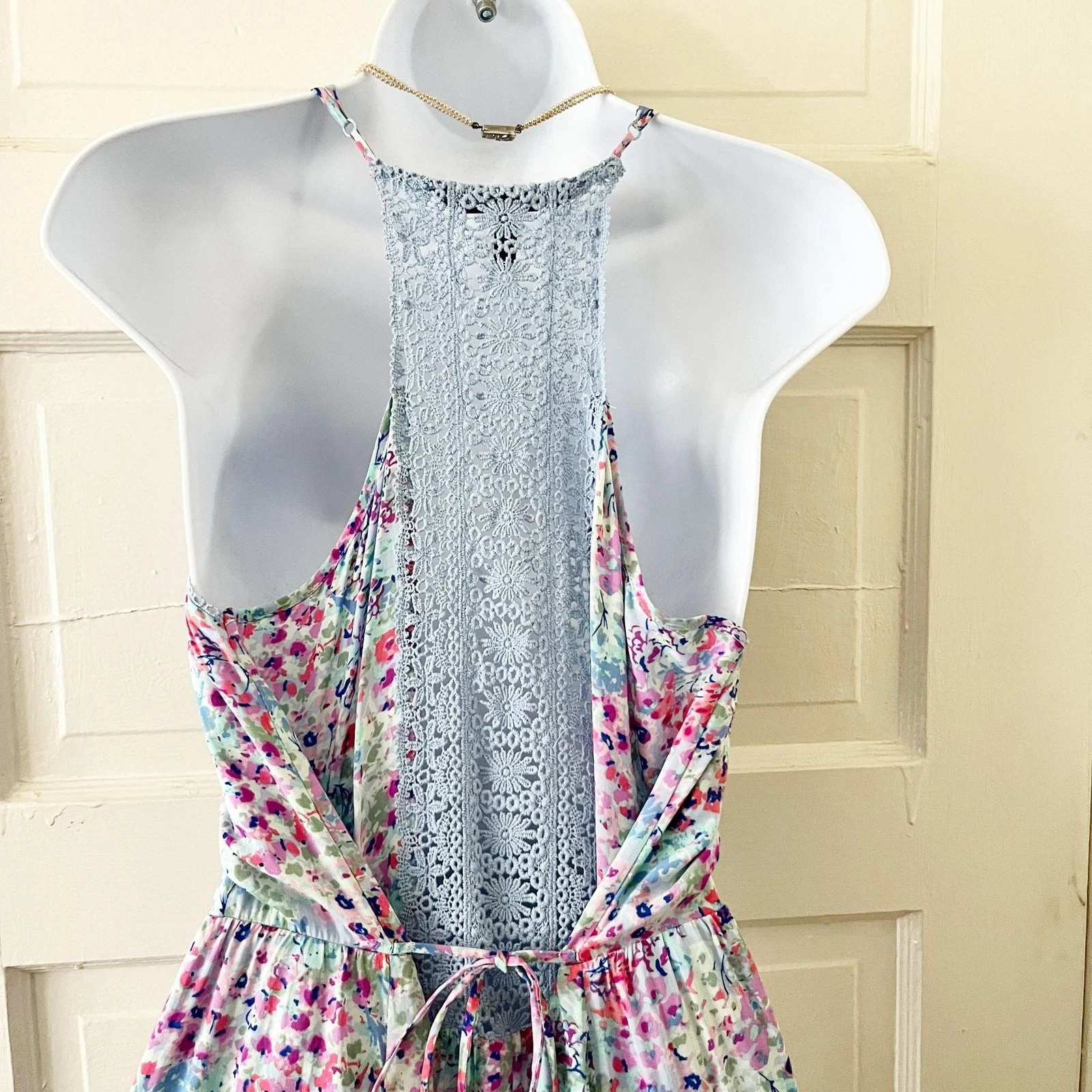 UNDERCOVER VICTORIA'S SECRET prendisole blu Ditsy floreale e all'uncinetto S