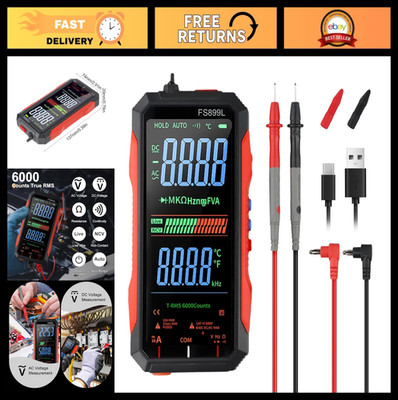 Rechargeable Digital Multimeter Tester - True RMS AC DC Voltage Current Meter, U