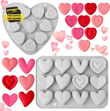 2 Pack 3D Valentine Heart Candle Silicone Mold for Soap Craft 22 Holes Heart Sha