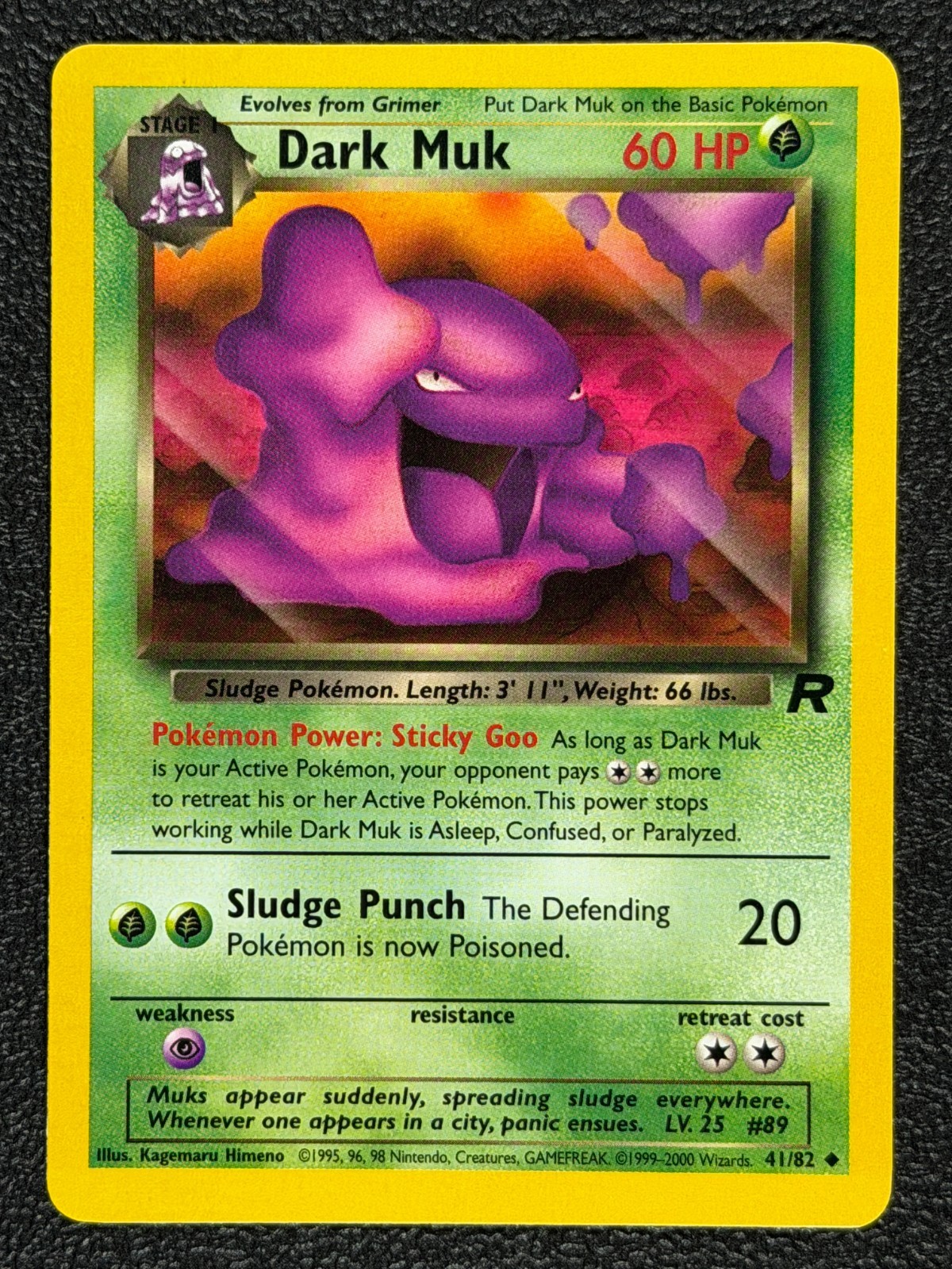 DARK MUK 41/82 Base Set Series Team Rocket Uncommon Stage 1 Pokemon Card 2000 NM