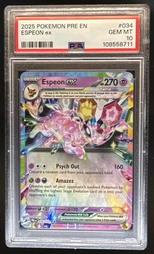 2025 Pokemon Prismatic Evolutions Espeon ex #034/131 PSA 10 GEM MINT