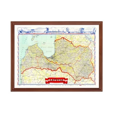 Old Map of Latvia 1950 - Vintage Latvia Art Wall Decor
