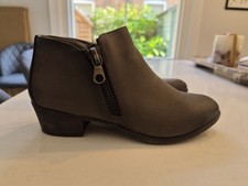 Graceland UK Size 4 Womens Grey/Brown Suede Heeled Ankle Boots - Good Condition