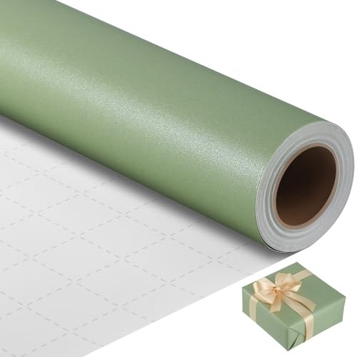 Roll 17 In X 33 Ft Gift Wrapping Paper Green Sage Green