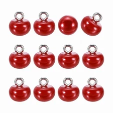 12pcs Round Faux Pearl Buttons 10mm Metal Shank Sewing DIY Button, Red