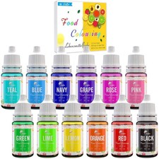 Lebensmittelfarbe 12 Farben x 10ml - Flüssige Lebensmittel Farben zum Kuchen Bac
