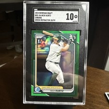 NICK KURTZ 2024 1st BOWMAN DRAFT CHROME GREEN /99 SGC 10 AL ROY & SILVER SLUGGER